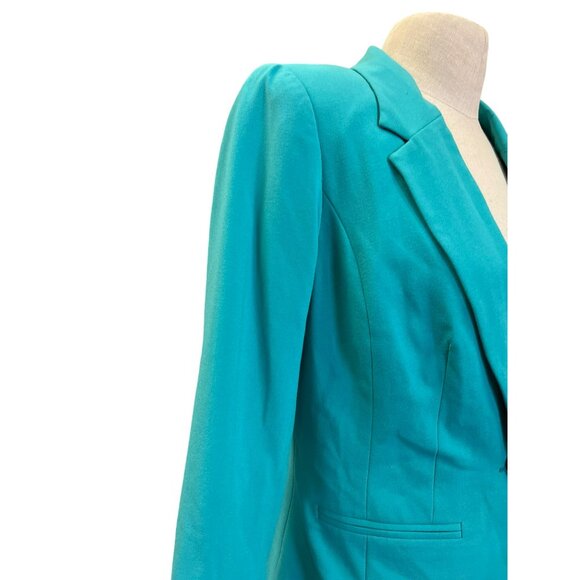 Kensie Teal Blazer Jacket With Polka Dot Lining Cute Girlie Fun Top Made to Make - Picture 2 of 7